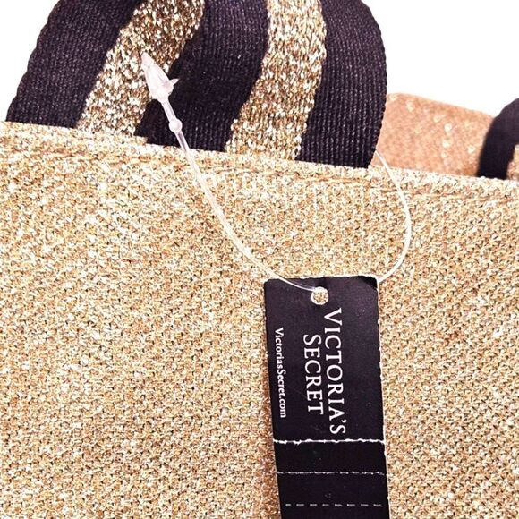 VICTORIA SECRET GOLD SPARKLY LARGE TOTE - Picture 10 of 12
